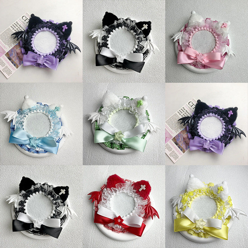 Handmade Demon Cat Badge Holder – Ita Bag Decoration Base for 2.28-2.95 inch (58mm-75mm) Badges